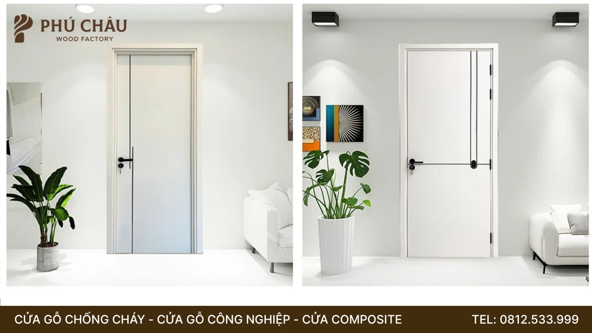 Cửa nhựa composite màu trắng cho khu vực ẩm